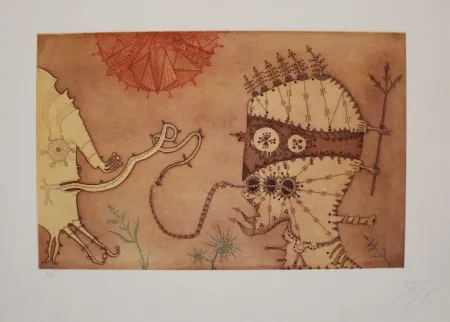 Radierung Und Aquatinta Ponç - Amor