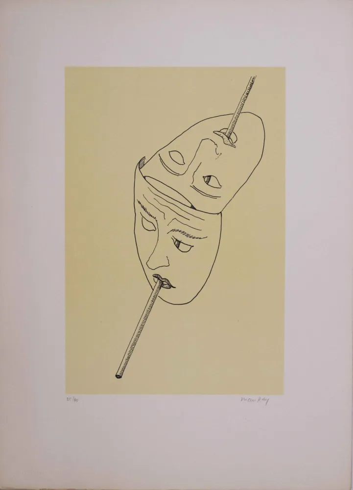 Lithographie Ray - Les six masques voyants