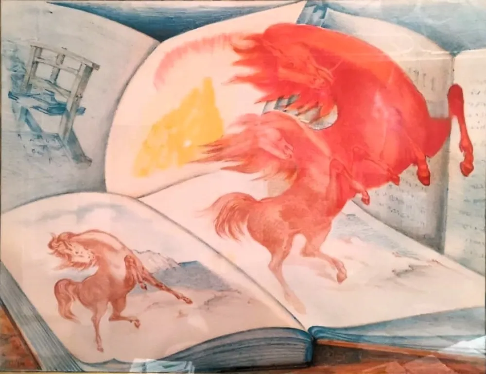 Lithographie Sassu - Senza titolo