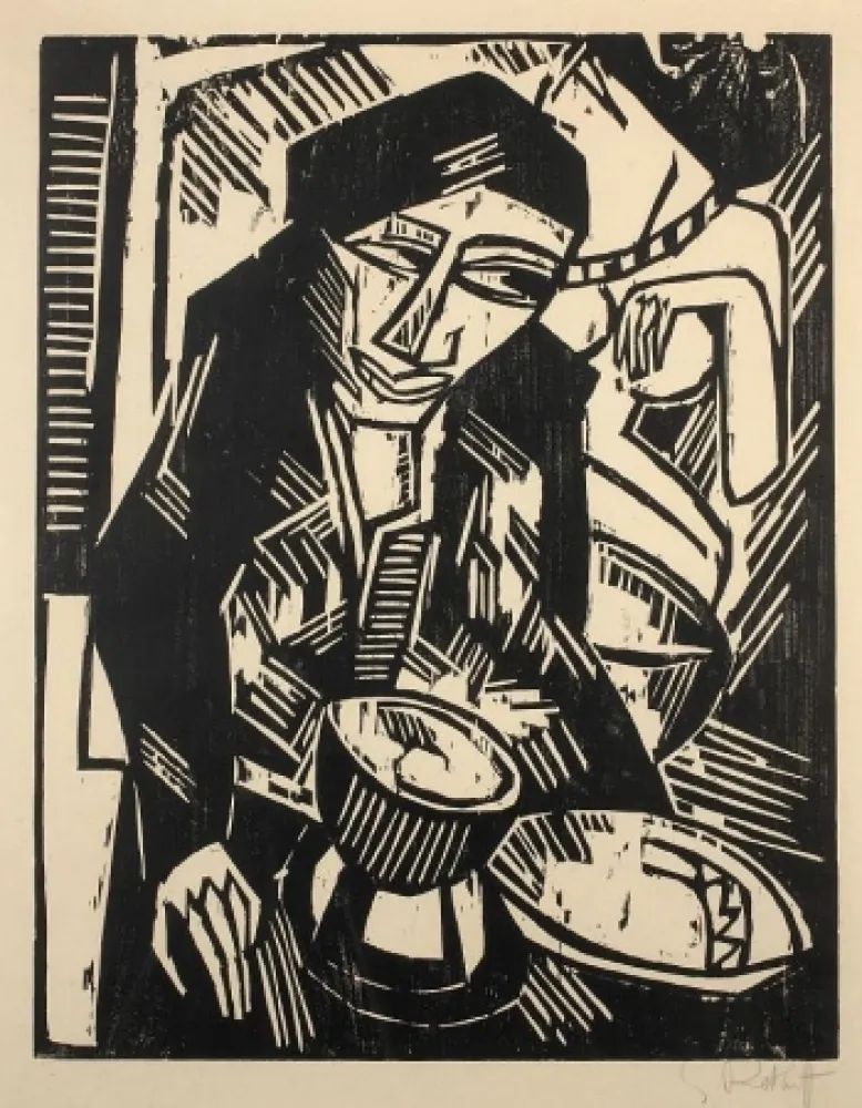 Holzschnitt Schmidt-Rottluff - Melancholie