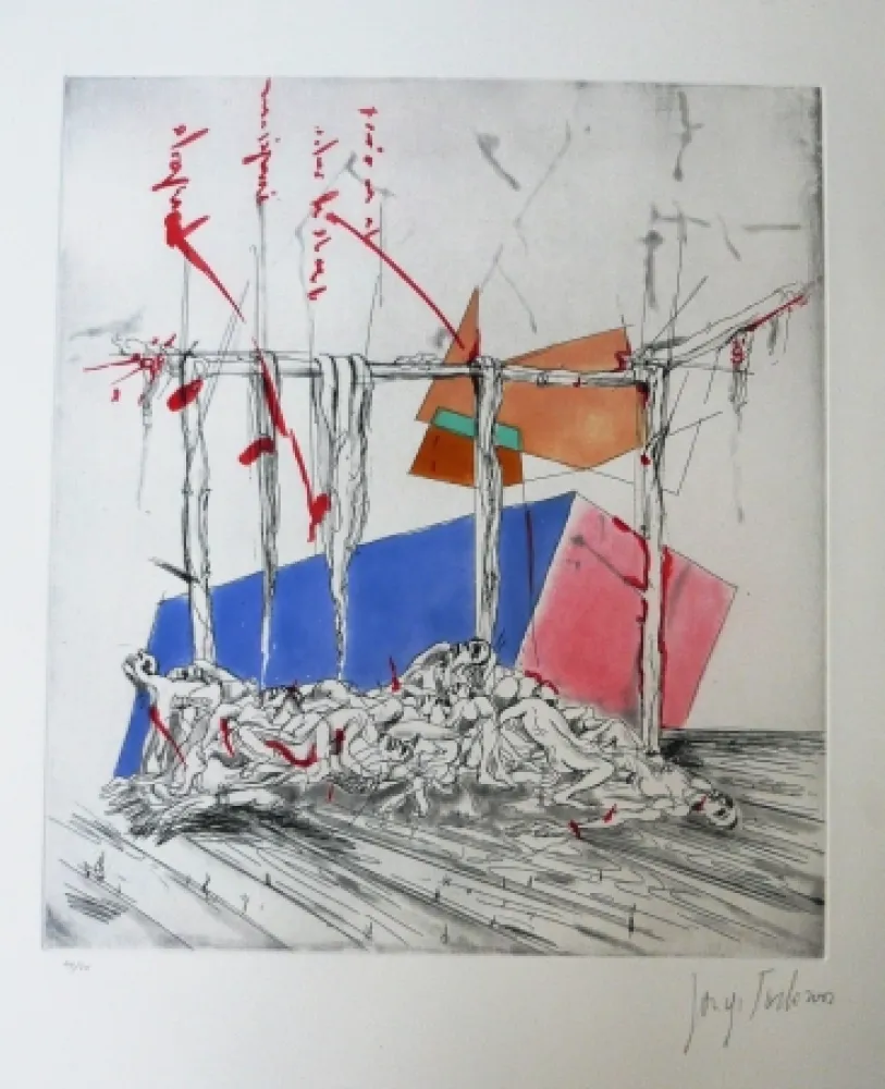 Radierung Und Aquatinta Tacla - Amis et ennemis