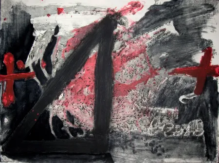 Radierung Und Aquatinta Tàpies - Negre i Roig