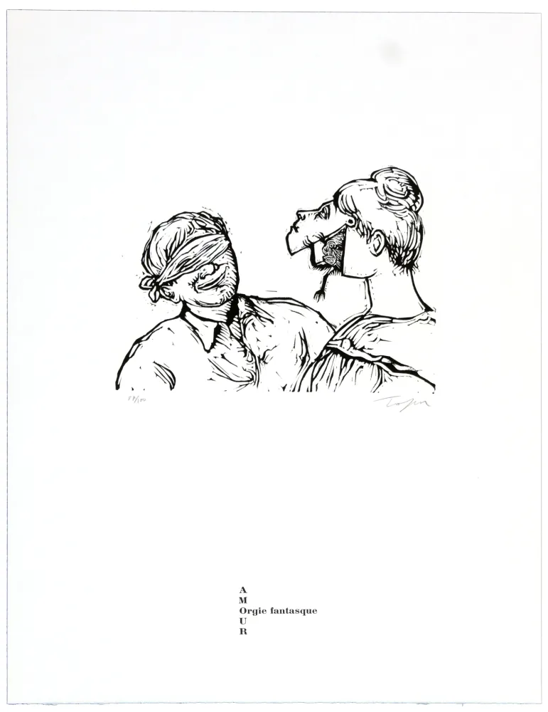 Lithographie Topor - Orgie fantasque 