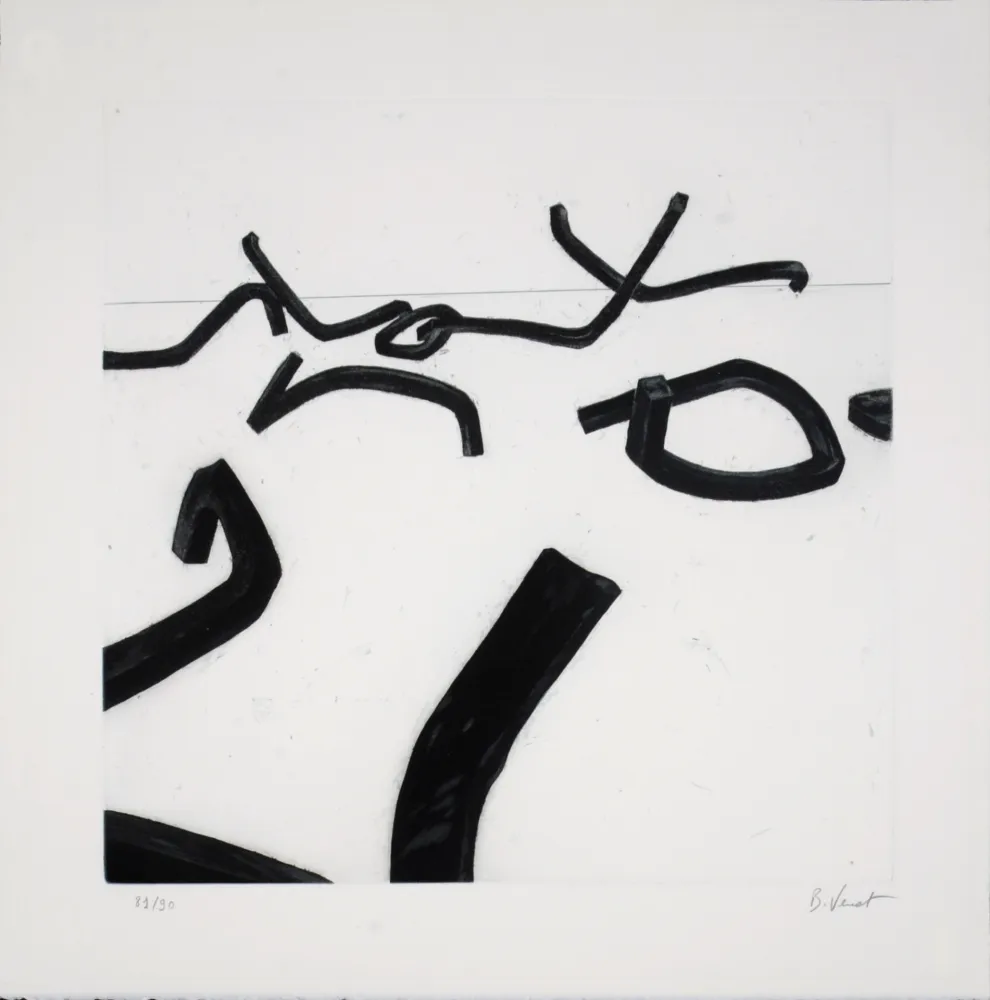 Stich Venet - Lignes Indéterminées #I, c. 1990 - Hand-signed!