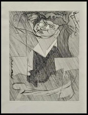 Radierung Villon - Tête de femme 