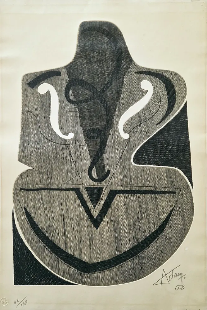 Radierung Adam - Le violon