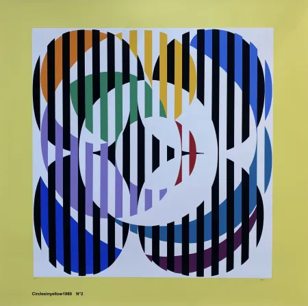 Siebdruck Agam - YELLOW CIRCLE 2