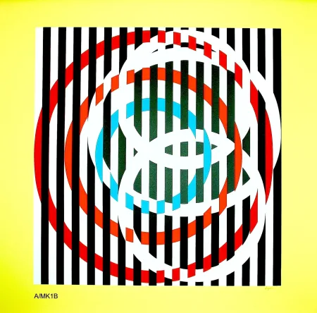 Siebdruck Agam - YELLOW CIRCLE 3