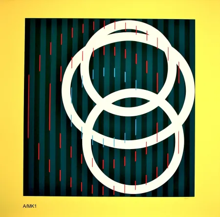 Siebdruck Agam - YELLOW CIRCLE 4