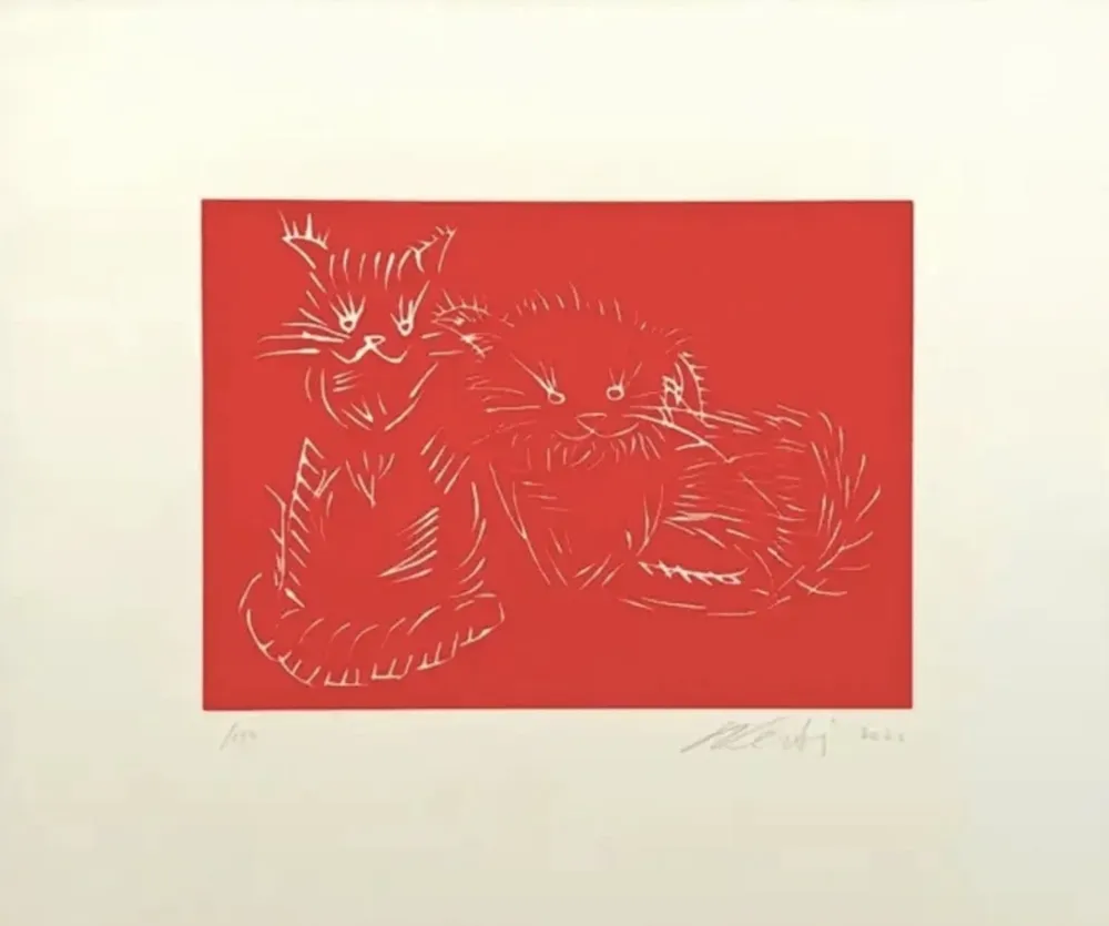Siebdruck Ai - Cats, red