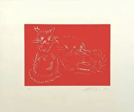 Siebdruck Ai - Cats, red