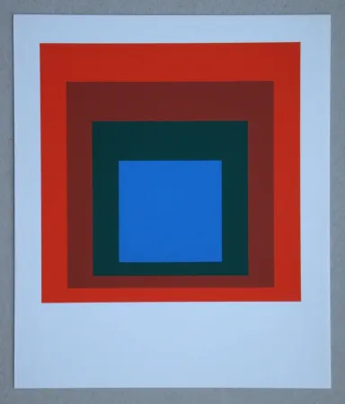 Siebdruck Albers - Blue+darkgreen with 2 reds