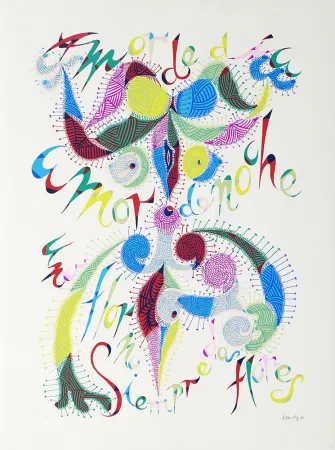 Siebdruck Alberti - Amor de Día, Amor de Noche,  una Flor no Siempre da Flores I