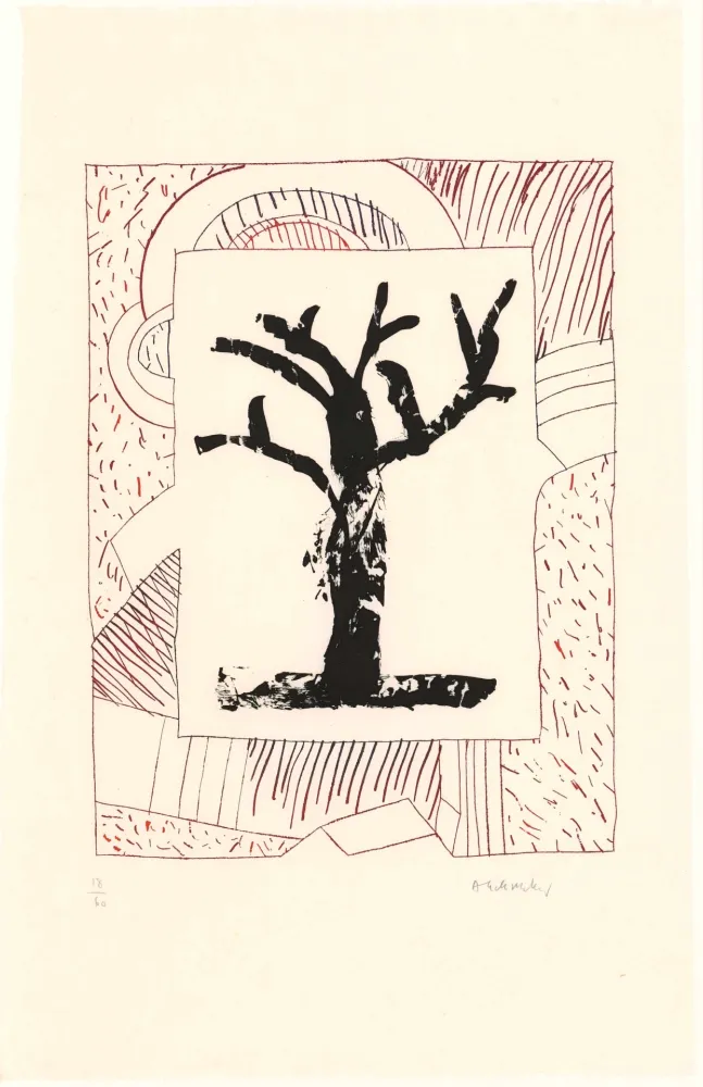 Radierung Und Aquatinta Alechinsky - Arbre central, au rouge 