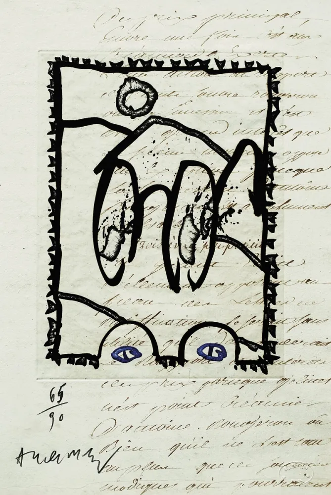 Radierung Alechinsky - Aux petits soins