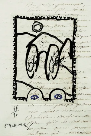 Radierung Alechinsky - Aux petits soins