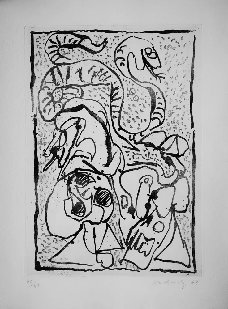 Radierung Alechinsky - Ca serpente