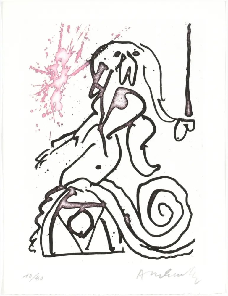 Radierung Alechinsky - Carré blanc IV