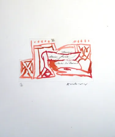 Radierung Alechinsky - Carta Carta (Planche VI)