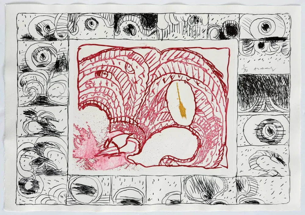 Radierung Alechinsky - Chapeau fort