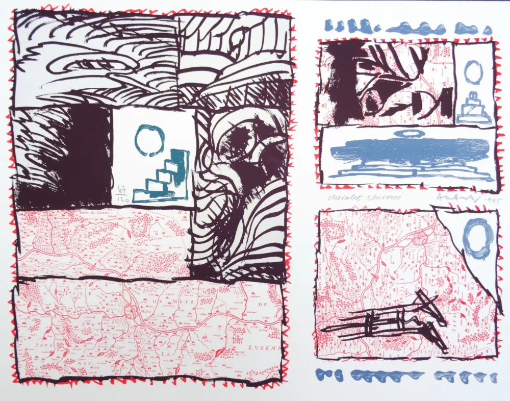 Lithographie Alechinsky - Chevalet renversé 