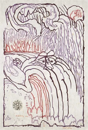 Radierung Alechinsky - Chute libre