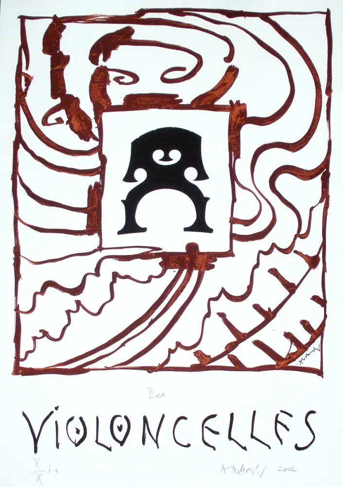 Lithographie Alechinsky - Des Violoncelles 