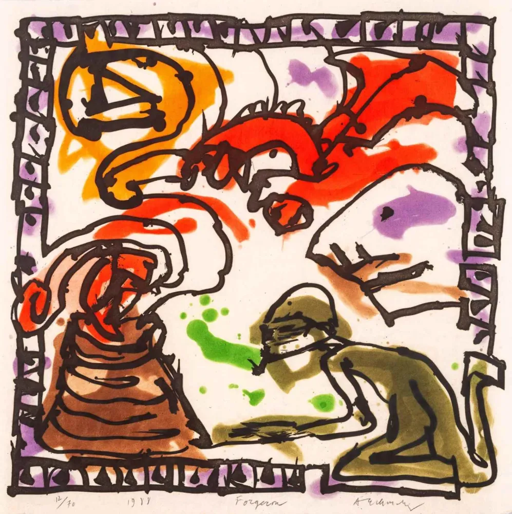 Radierung Und Aquatinta Alechinsky - Forgeron