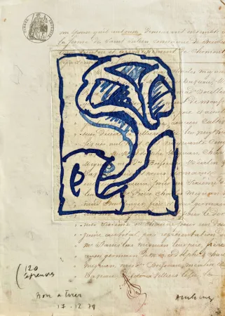 Radierung Alechinsky - La vie comme elle tourne, bleu