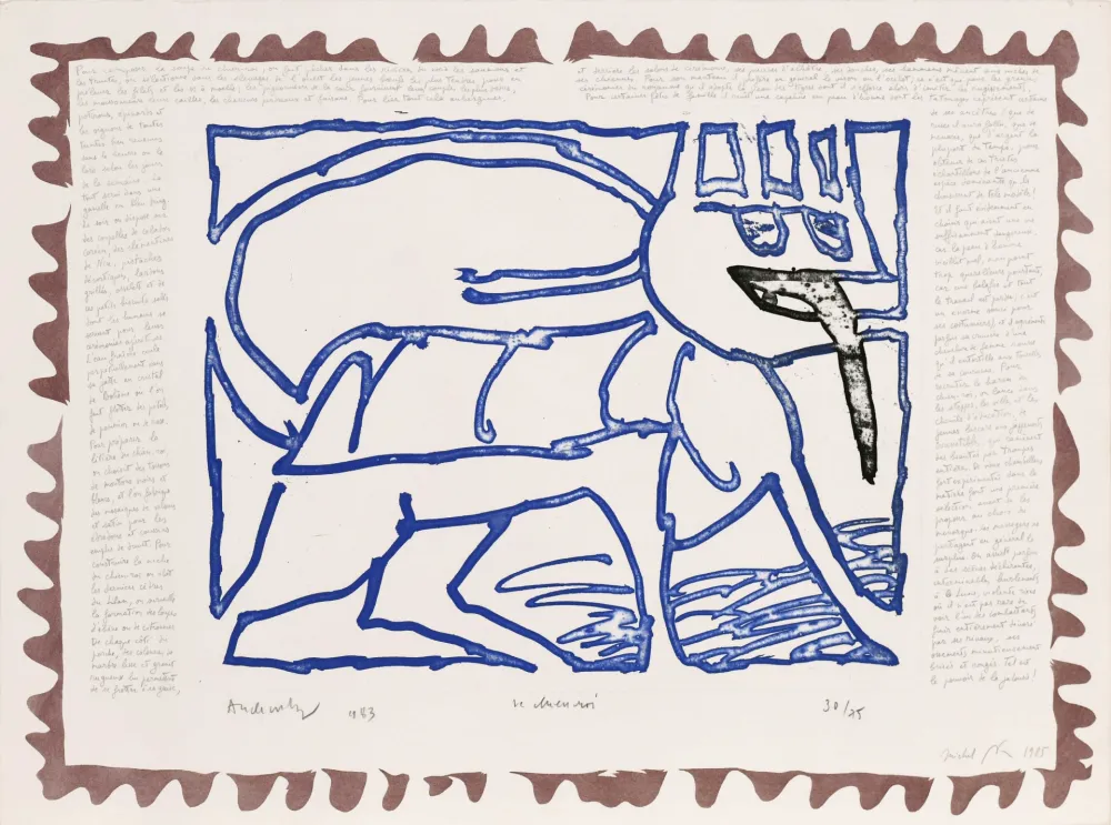 Radierung Alechinsky - Le chien roi – Le chien roi