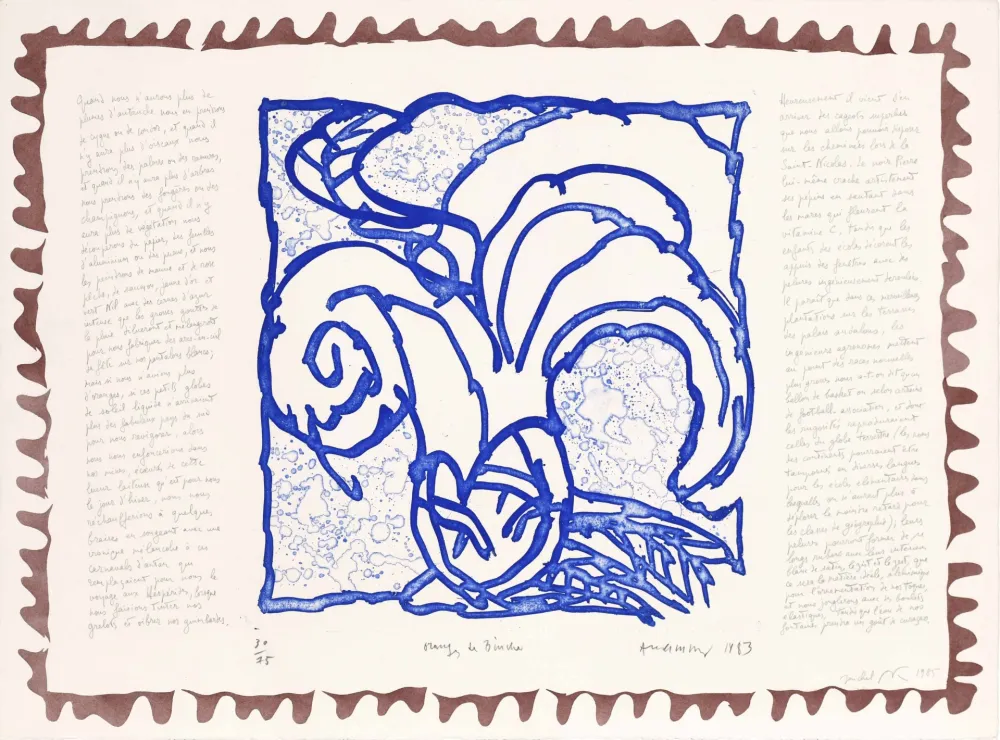 Radierung Alechinsky - Le chien roi – Orange de Binche