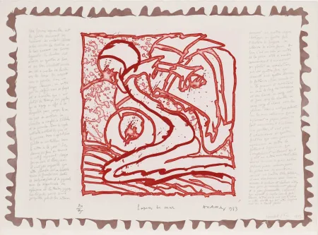 Radierung Alechinsky - Le chien roi – Papier de mur