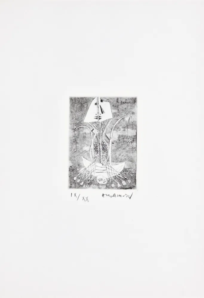 Radierung Alechinsky - Les métiers 01: Le pêcheur