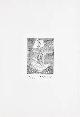 Radierung Alechinsky - Les métiers 01: Le pêcheur