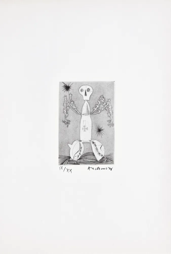 Radierung Alechinsky - Les métiers 07: Le soldat méconnu