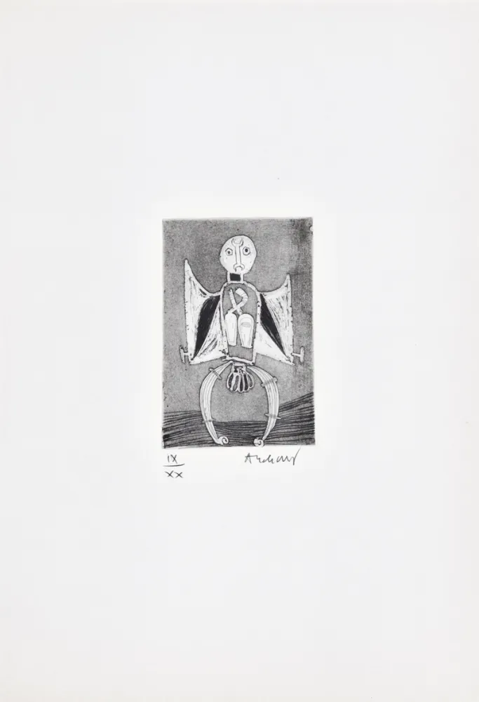 Radierung Alechinsky - Les métiers 08: Le garagiste