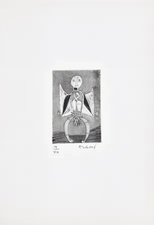 Radierung Alechinsky - Les métiers 08: Le garagiste