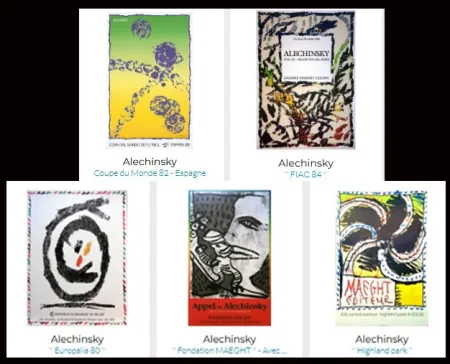 Lithographie Alechinsky - Lot de 5 Affiches originales