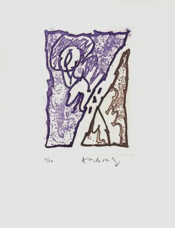 Radierung Alechinsky - '' Maint Corps de Chambres ''