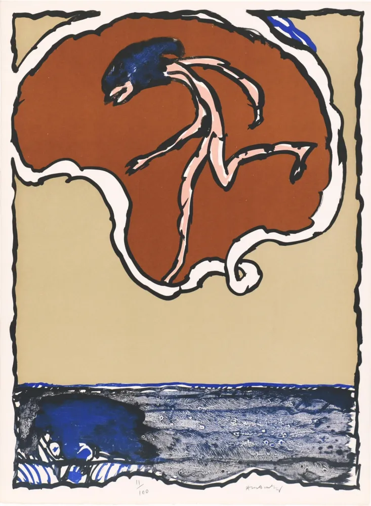 Lithographie Alechinsky - Objets volants II