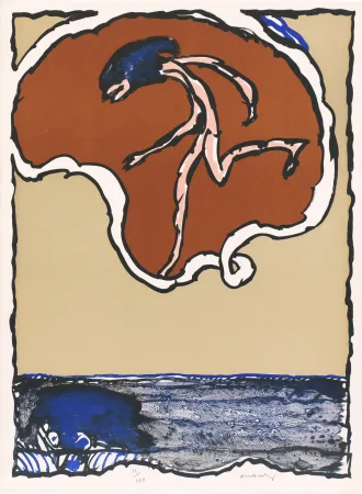 Lithographie Alechinsky - Objets volants II