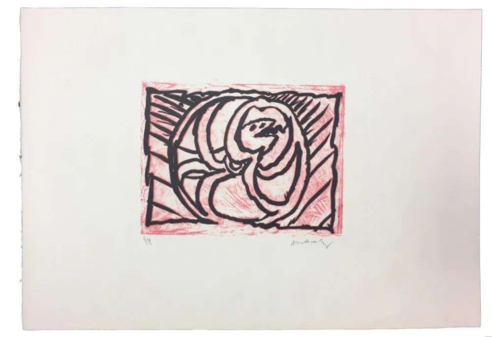 Linolschnitt Alechinsky - Planche V