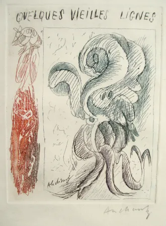 Radierung Alechinsky - Quelques vieilles lignes I
