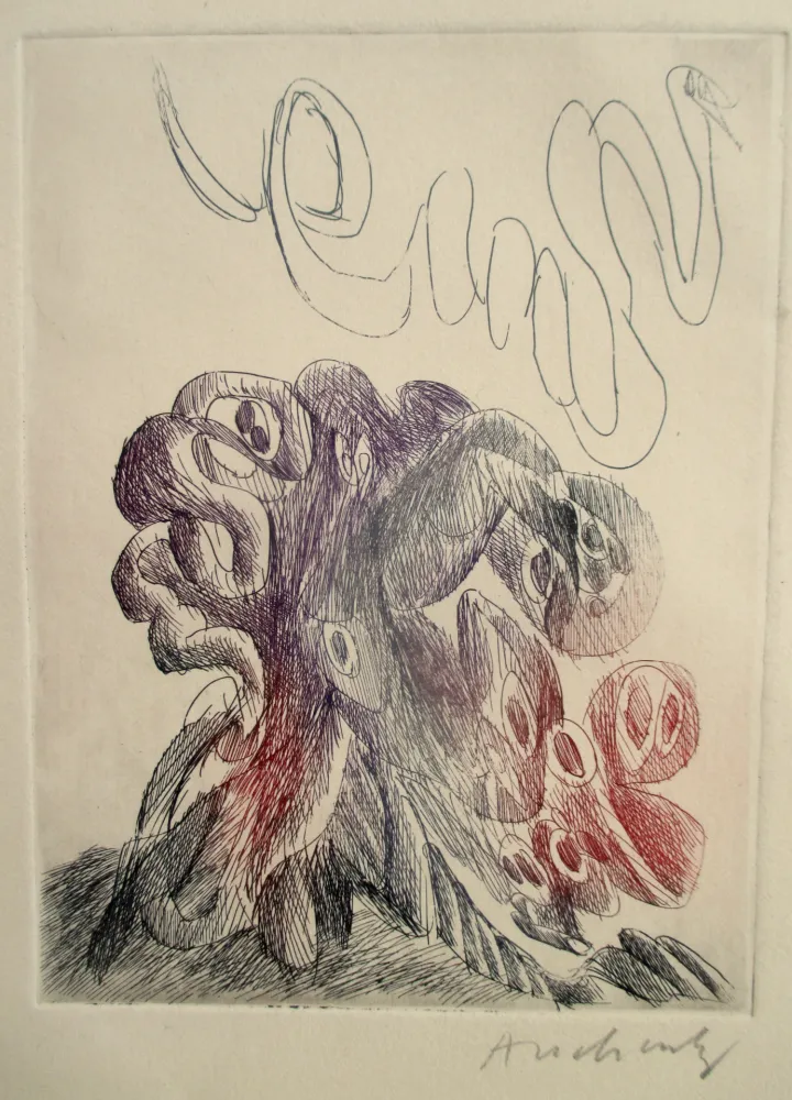 Radierung Alechinsky - Quelques vieilles lignes IX