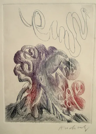 Radierung Alechinsky - Quelques vieilles lignes IX