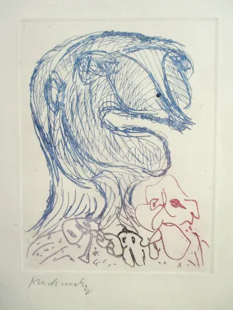 Radierung Alechinsky - Quelques vieilles lignes X