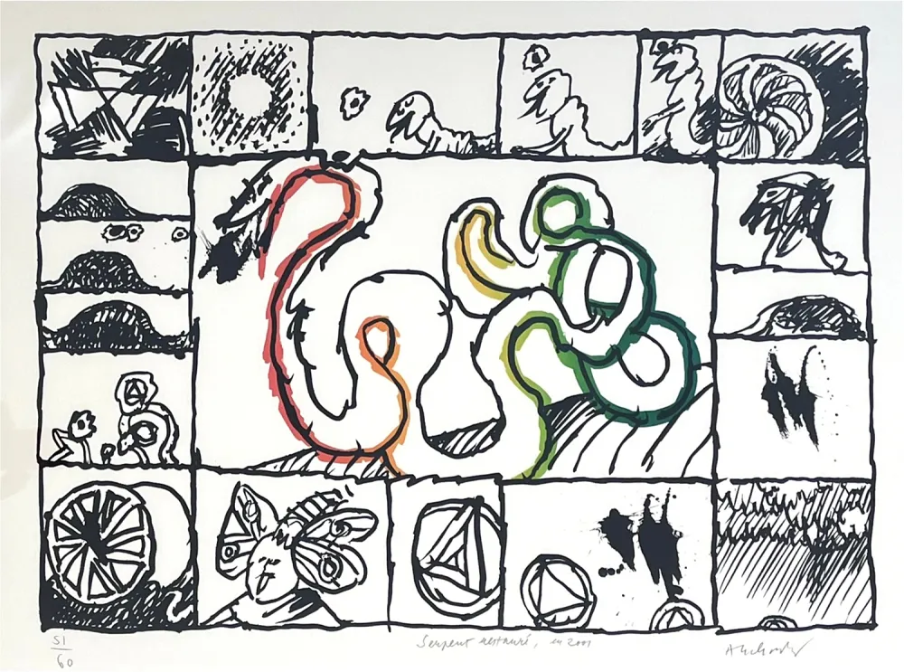 Lithographie Alechinsky - Serpent restauré