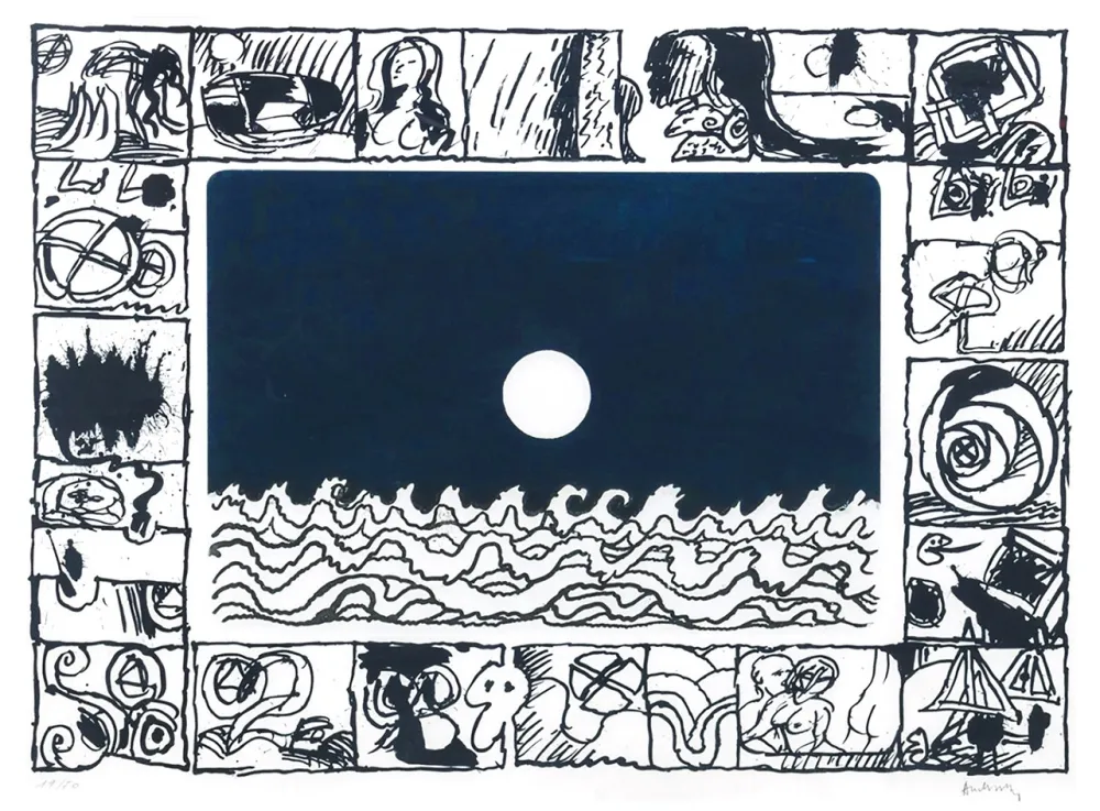 Aquatinta Alechinsky - Soleil cou coupé