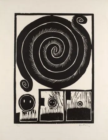 Holzschnitt Alechinsky - SPIRALE 1972