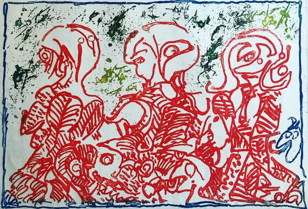 Radierung Alechinsky - Trois désordinateurs